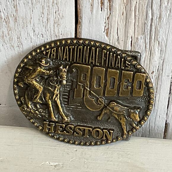 1978 National Finals Rodeo Hesston Belt Buckle 4th Edition Oklahoma City OK - Picture 1 of 7